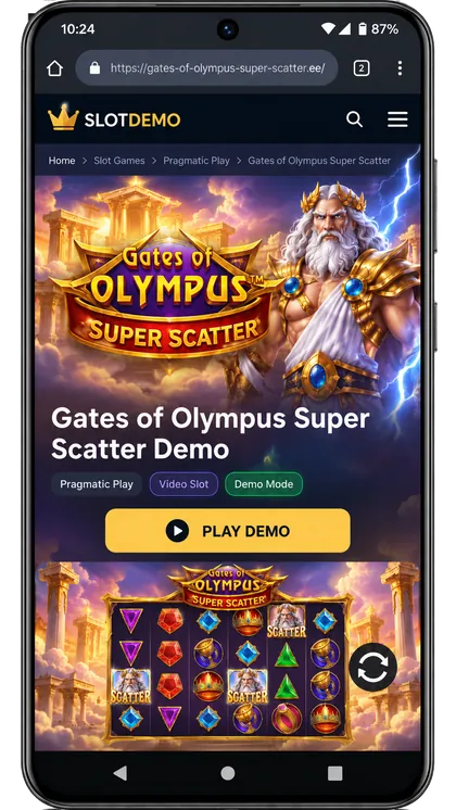 Samm 1: Gates of Olympus Super Scatter demoleht avatud Androidi Chrome'is
