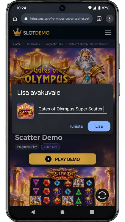 Samm 3: Lisa avakuvale aken Gates of Olympus Super Scatter otseteega