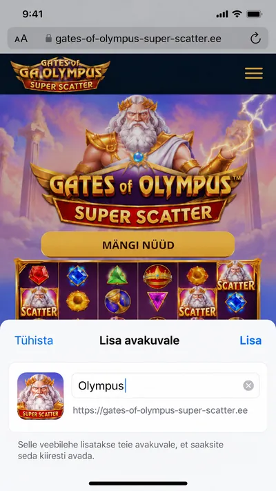 Samm 3: Lisa avakuvale aken iPhone'is nimega Olympus