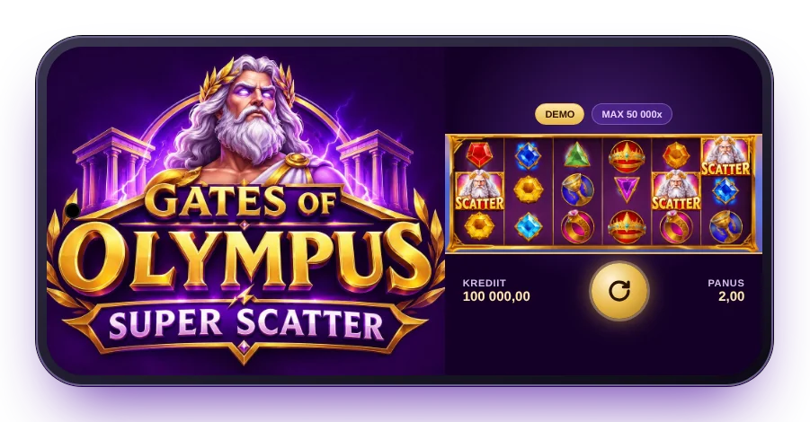 Gates of Olympus Super Scatter nutitelefonis rõhtpaigutuses